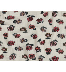 Muselina Algodón Flores Vintage Crudo | 135 cm - 115 Gr/m²