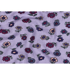 Muselina Algodón Flores Vintage Lavanda | 135 cm - 115 Gr/m²