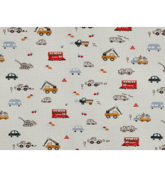 Muselina Estampada Vehículos Infantil | 100% Algodón 125 gr/m² 135cm