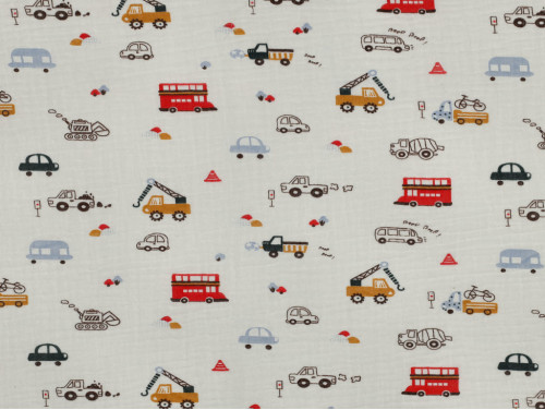 Muselina Estampada Vehículos Infantil | 100% Algodón 125 gr/m² 135cm