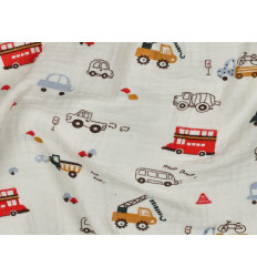 Muselina Estampada Vehículos Infantil | 100% Algodón 125 gr/m² 135cm