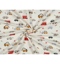 Muselina Estampada Vehículos Infantil | 100% Algodón 125 gr/m² 135cm