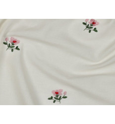 Voile Bordado Flores Mini 100% Algodón 80 gr/m² Blanco Natural
