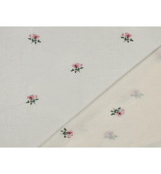 Voile Bordado Flores Mini 100% Algodón 80 gr/m² Blanco Natural