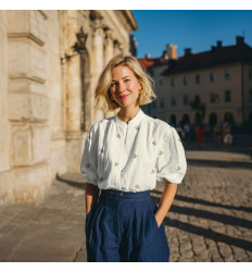 Voile Bordado Flores Mini 100% Algodón 80 gr/m² Blanco Natural