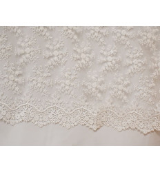 Tul Bordado de Novia Floral | Blonda en Ambos Orillos