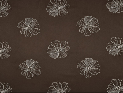 Lino Bordado Floral Marrón 70% Lino 30% Viscosa 300 g/m²