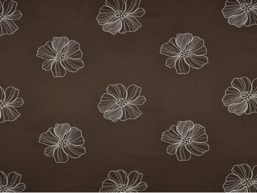 Lino Bordado Floral Marrón 70% Lino 30% Viscosa 300 g/m²