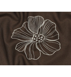 Lino Bordado Floral Marrón 70% Lino 30% Viscosa 300 g/m²