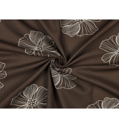 Lino Bordado Floral Marrón 70% Lino 30% Viscosa 300 g/m²