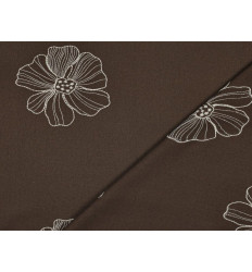 Lino Bordado Floral Marrón 70% Lino 30% Viscosa 300 g/m²