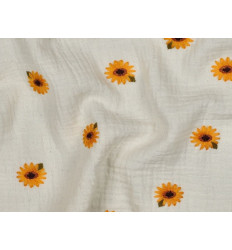 Muselina bordada flores algodón | Ligera y suave