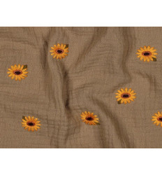 Muselina bordada flores algodón | Ligera y suave