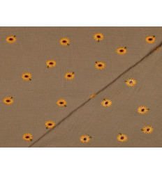 Muselina bordada flores algodón | Ligera y suave