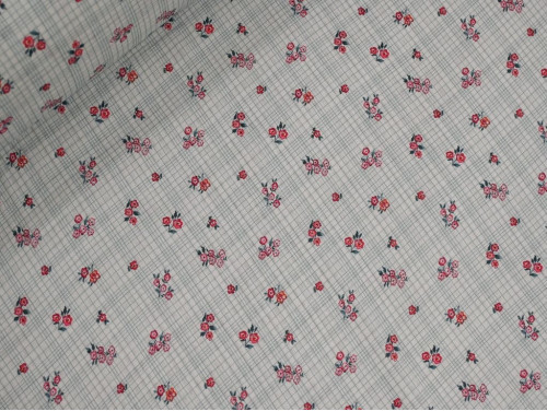 Muselina flores rojas algodón 140 cm ligera