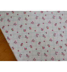 Muselina flores rojas algodón 140 cm ligera