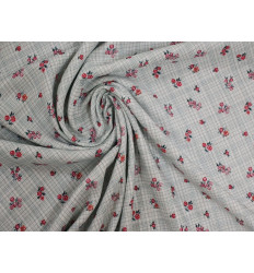 Muselina flores rojas algodón 140 cm ligera