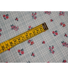 Muselina flores rojas algodón 140 cm ligera