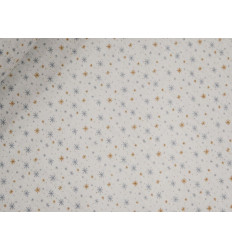 Muselina / Doble Gasa de Algodón Estrellas Azul y Ocre