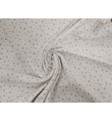 Muselina / Doble Gasa de Algodón Estrellas Azul y Ocre