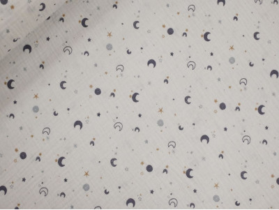 Muselina algodón lunas y estrellas | Doble gasa suave