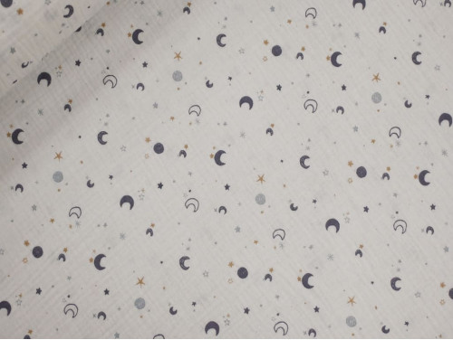Muselina algodón lunas y estrellas | Doble gasa suave