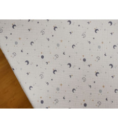 Muselina algodón lunas y estrellas | Doble gasa suave