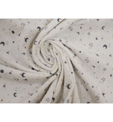 Muselina algodón lunas y estrellas | Doble gasa suave