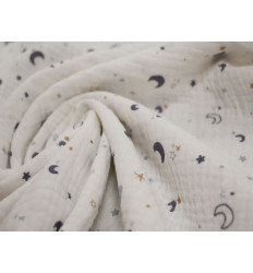 Muselina algodón lunas y estrellas | Doble gasa suave