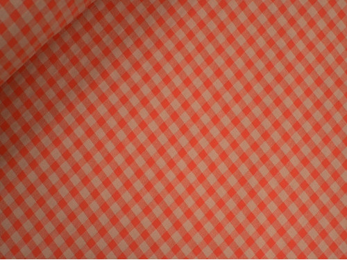 Vichy seersucker naranja salmón | Tela verano