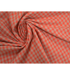 Vichy seersucker naranja salmón | Tela verano