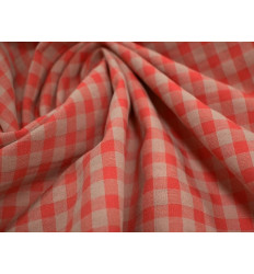 Vichy seersucker naranja salmón | Tela verano