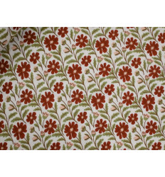 Muselina Algodón 100% Estampado Floral Rojo y Verde | 120 g/m²