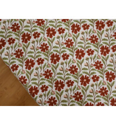 Muselina Algodón 100% Estampado Floral Rojo y Verde | 120 g/m²