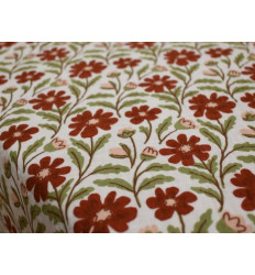 Muselina Algodón 100% Estampado Floral Rojo y Verde | 120 g/m²