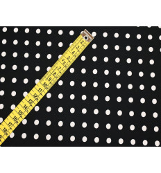 Tela Koshibo Negra con Lunares Blancos – Crepe Ligero Fluido