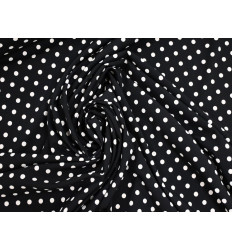 Tela Koshibo Negra con Lunares Blancos – Crepe Ligero Fluido