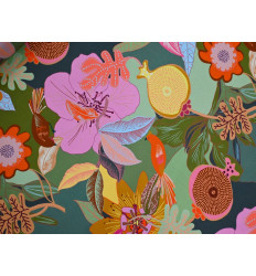 Tela Viscosa Estampada Flores y Pájaros – Fluida 120 Gr/m²