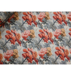 Loneta Estampada Paisaje Oriental Coral y Gris 280 cm