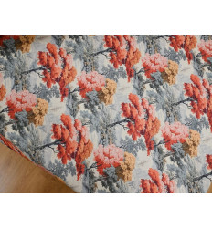 Loneta Estampada Paisaje Oriental Coral y Gris 280 cm