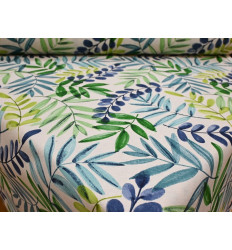Loneta Hojas Verde Azul 280 cm | Tela Decorativa