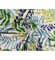Loneta Hojas Verde Azul 280 cm | Tela Decorativa