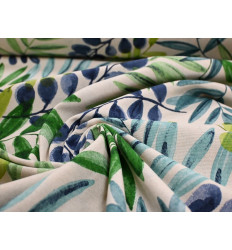 Loneta Hojas Verde Azul 280 cm | Tela Decorativa