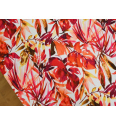 Crepé Elástico Floral Coral y Fucsia | Tela Fluida