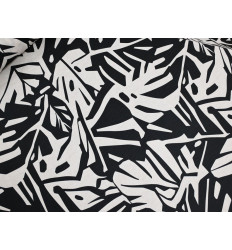 Crepé Tropical Blanco y Negro | Tela Fluida y Suave