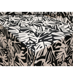 Crepé Tropical Blanco y Negro | Tela Fluida y Suave