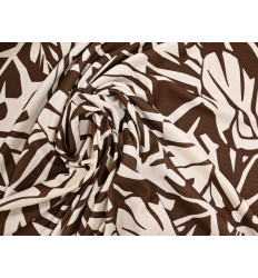Crepé Tropical Marrón Chocolate y Beige | Tela Fluida