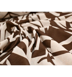 Crepé Tropical Marrón Chocolate y Beige | Tela Fluida