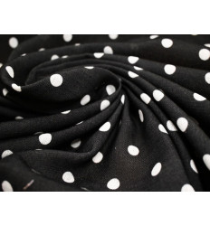 Polilino Negro con Lunares Blancos – Tejido con Caída y Estructura 150 Gr/m²