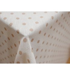 Polilino Beige con Lunares Camel | Tela Efecto Lino